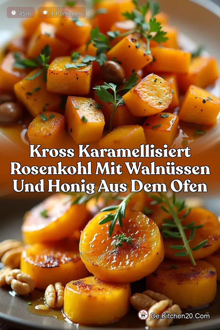 Kross Karamellisiert Rosenkohl mit Waln&uuml;ssen und Honig aus dem Ofen
