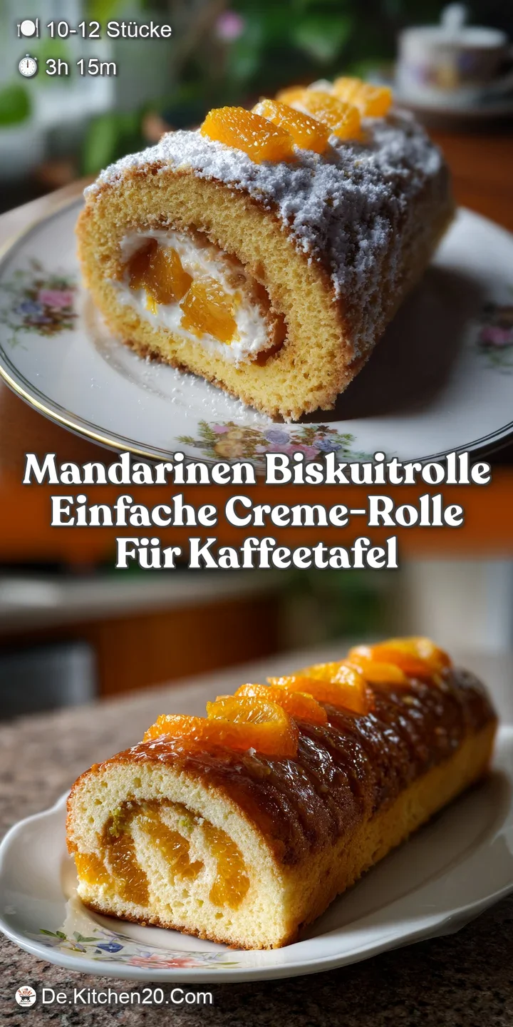 Mandarinen Biskuitrolle Einfache Creme-Rolle f&uuml;r Kaffeetafel