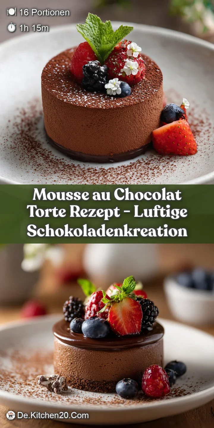 Up-close, the mousse au chocolat torte's dense, dark, creamy texture entices. Fine cocoa powder dust accentuates rich dept...