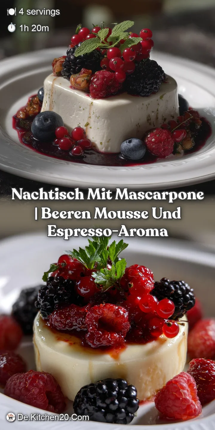 Close-up of a luscious, creamy mascarpone dessert. The bright red berry swirl contrasts with the smooth white texture, pro...