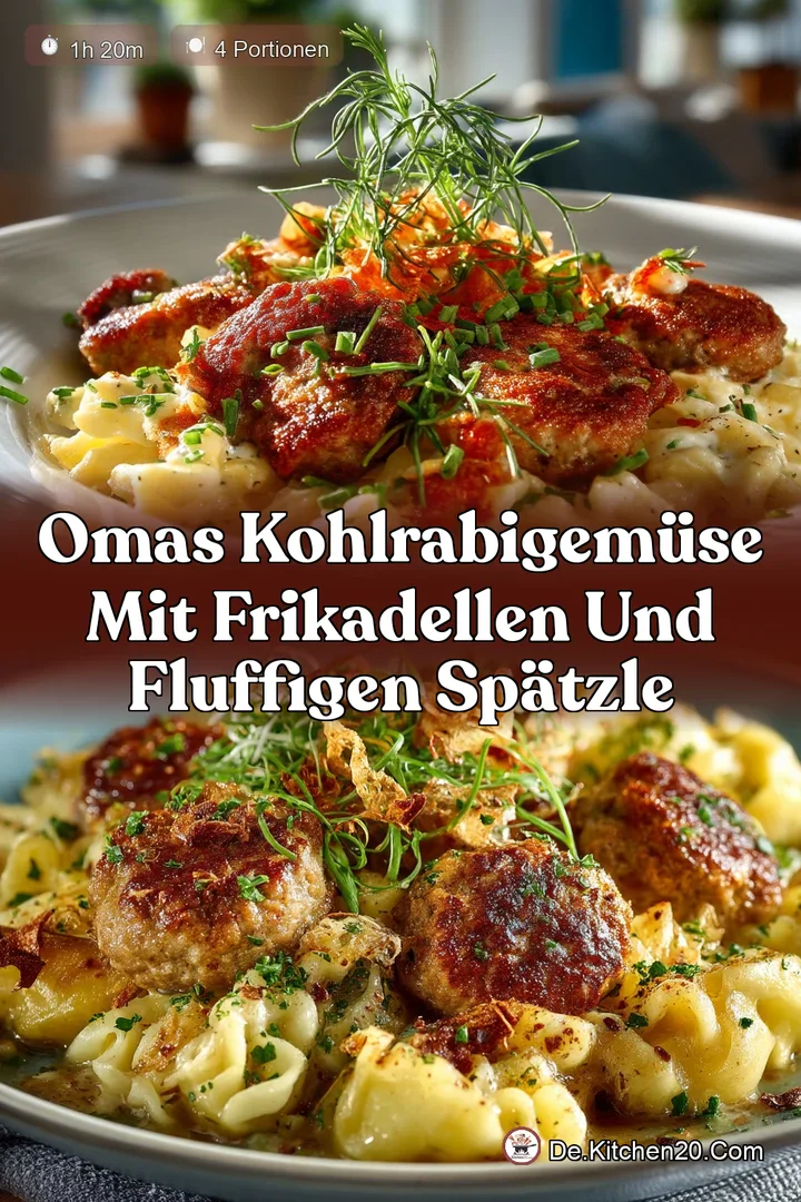 Omas Kohlrabigemüse mit Frikadellen und fluffigen Spätzle