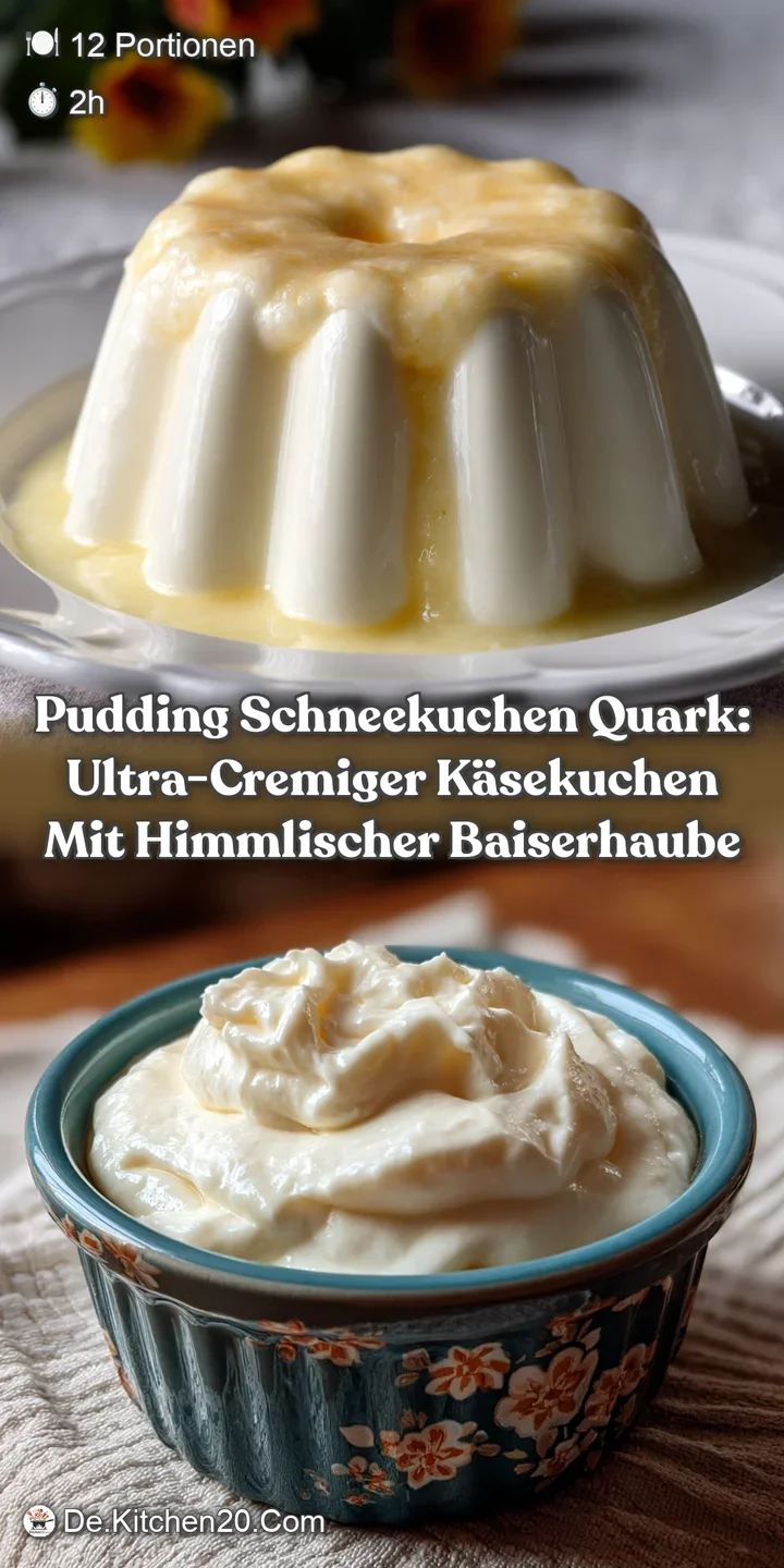 Pudding Schneekuchen Quark: Ultra-cremiger K&auml;sekuchen mit himmlischer Baiserhaube