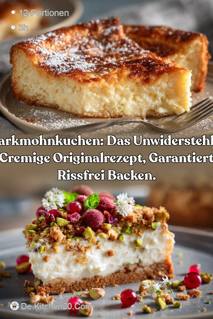 QuarkMohnkuchen: Das unwiderstehlich cremige Originalrezept garantiert rissfrei backen.