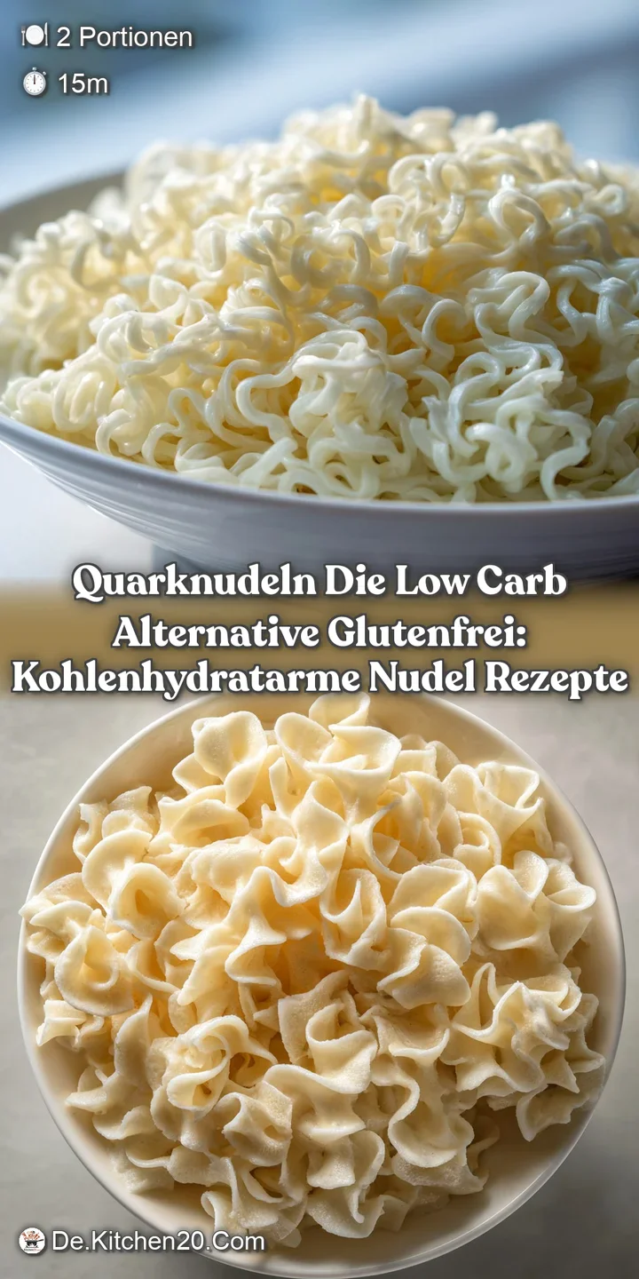 Close-up shows glistening, soft quark noodles mixed with crunchy, golden breadcrumbs, hinting at a delightfully light and ...