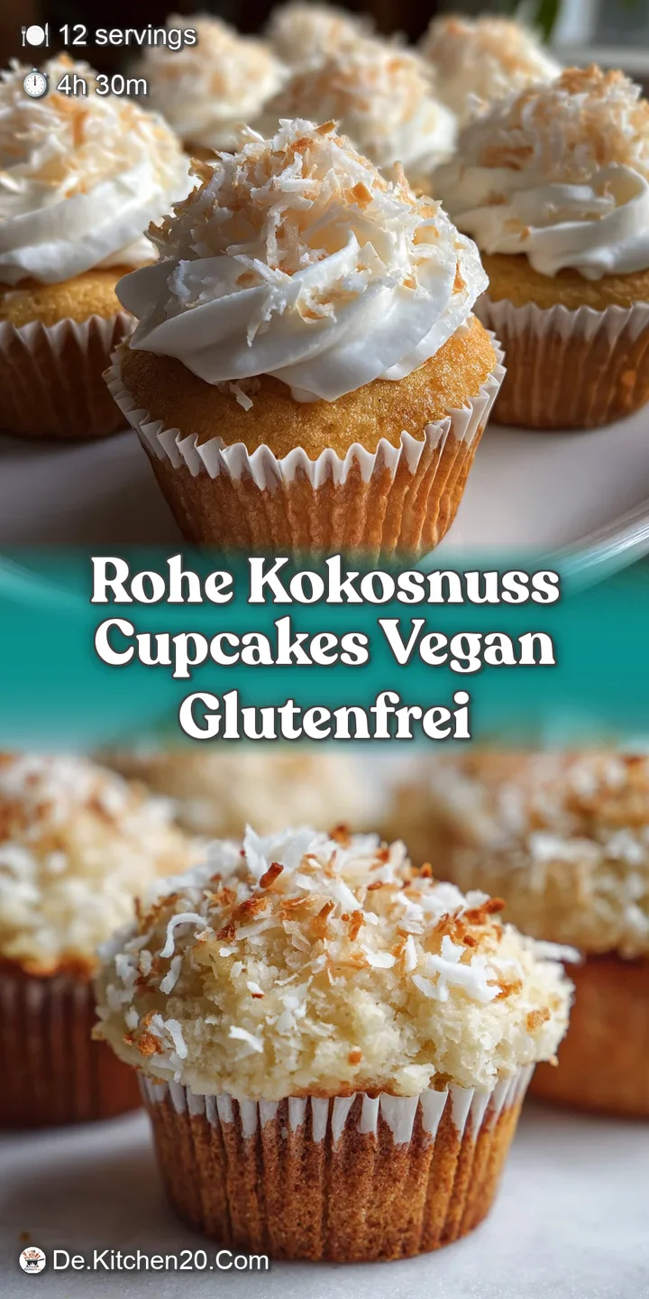 Close-up of a raw coconut cupcake, highlighting the coarse texture of the coconut flakes and the creamy filling.