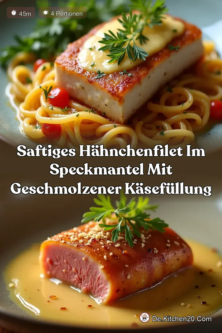 Saftiges H&auml;hnchenfilet im Speckmantel mit geschmolzener K&auml;sef&uuml;llung