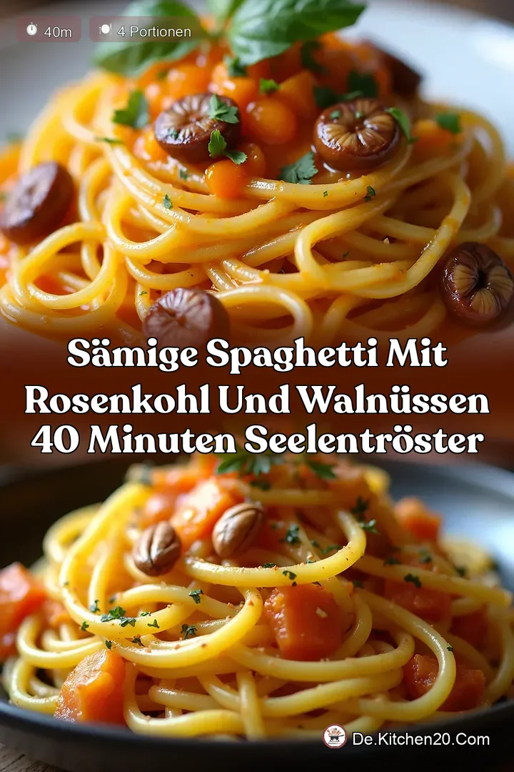 S&auml;mige Spaghetti mit Rosenkohl und Waln&uuml;ssen 40 Minuten Seelentr&ouml;ster