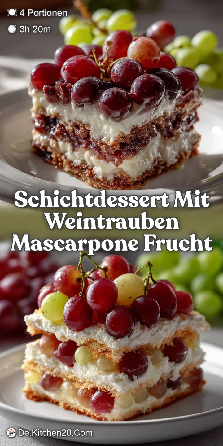 Schichtdessert mit Weintrauben Mascarpone Frucht