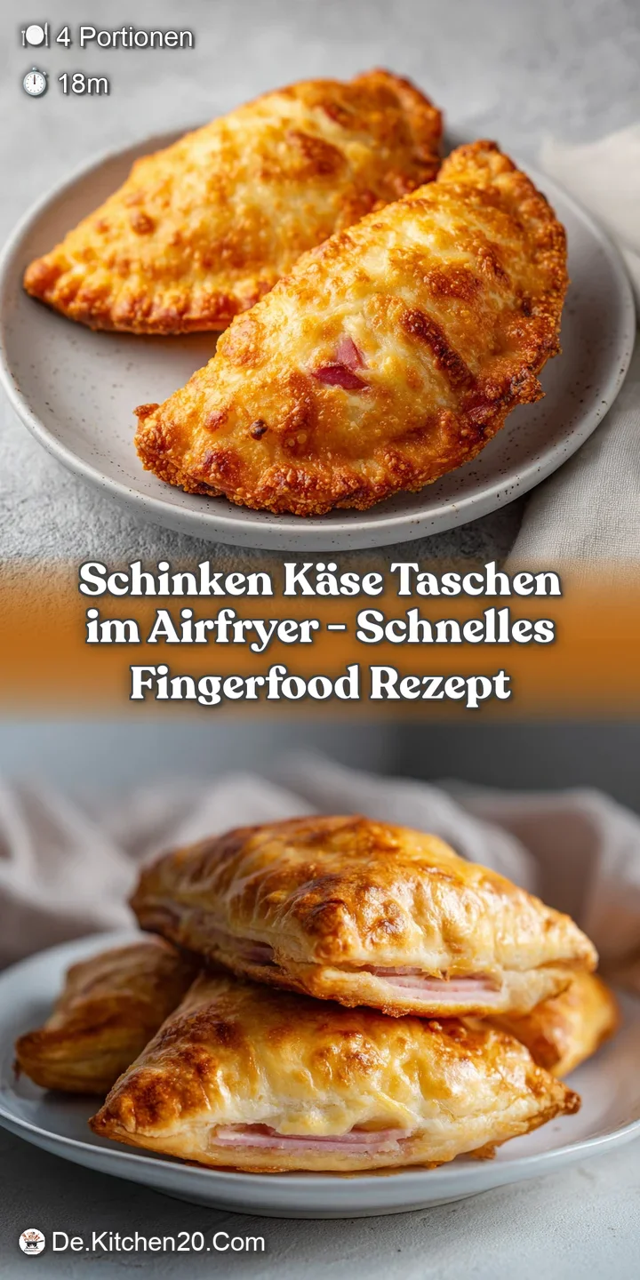 Close-up of a flaky, baked pocket revealing a gooey, melted cheese and ham interior.