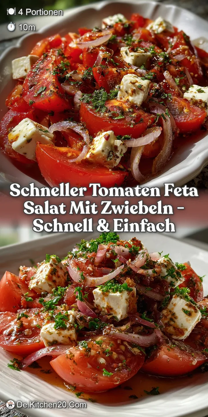 Schneller Tomaten Feta Salat mit Zwiebeln - Schnell & Einfach