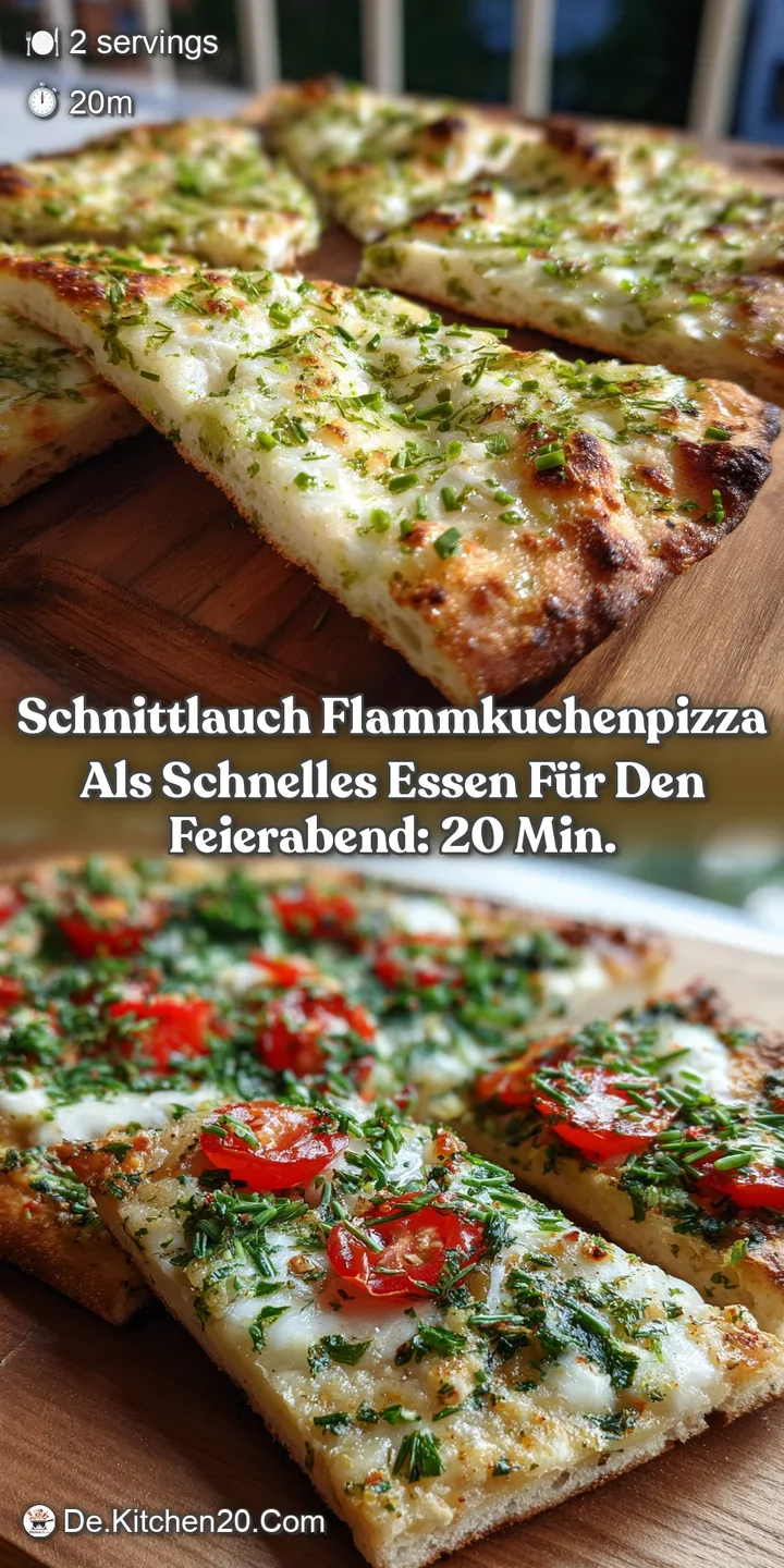 Close-up shot of bubbling, creamy base of flatbread, speckled with fresh, vibrant green chives and showing crisp, golden e...