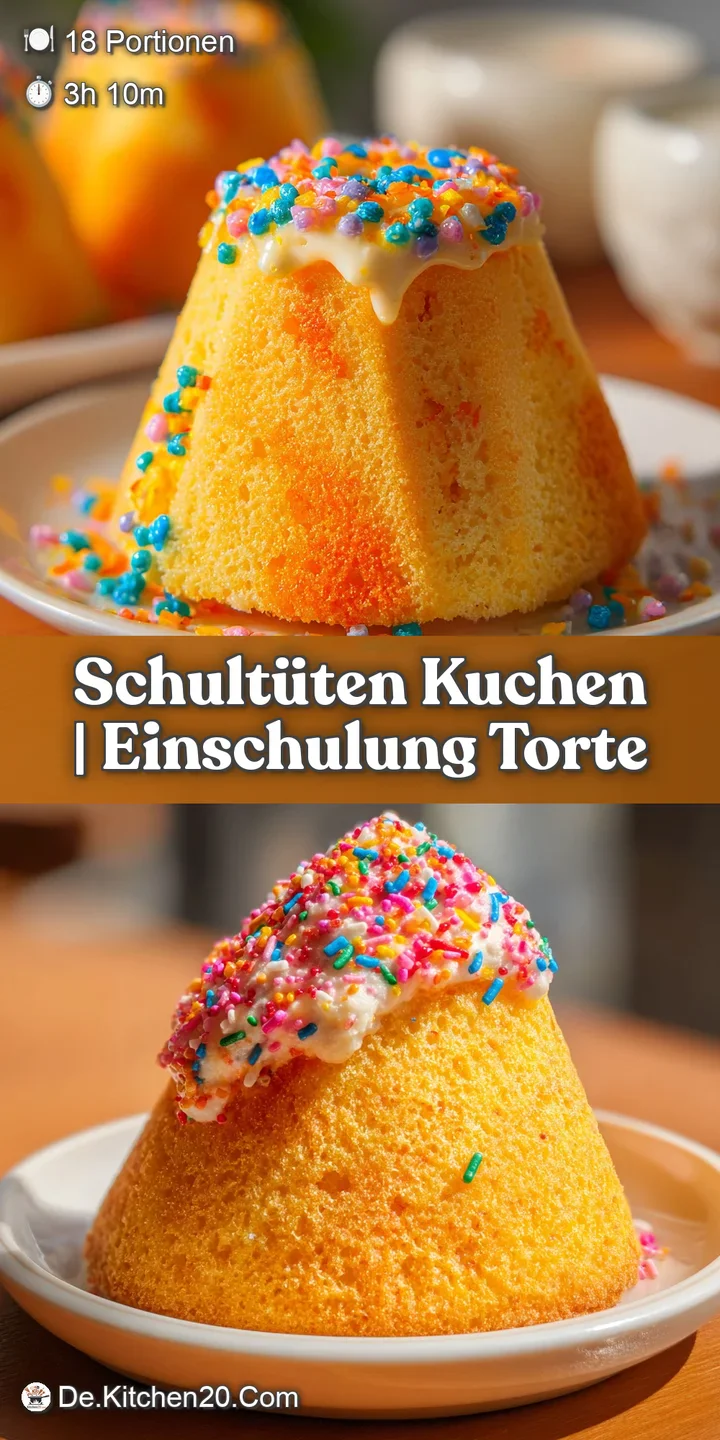 Nahaufnahme von luftigem, gelbem Teig und gl&auml;nzender, wei&szlig;er Creme mit kleinen, knallbunten Zuckerdekorationen.