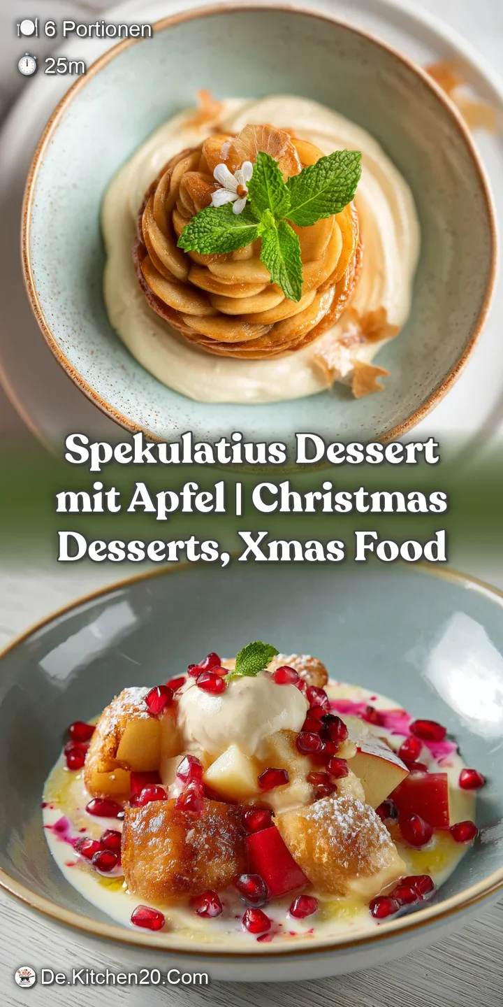 Close-up of velvety mascarpone swirled with crunchy sp&eacute;culatius crumbs and tender apple pieces.