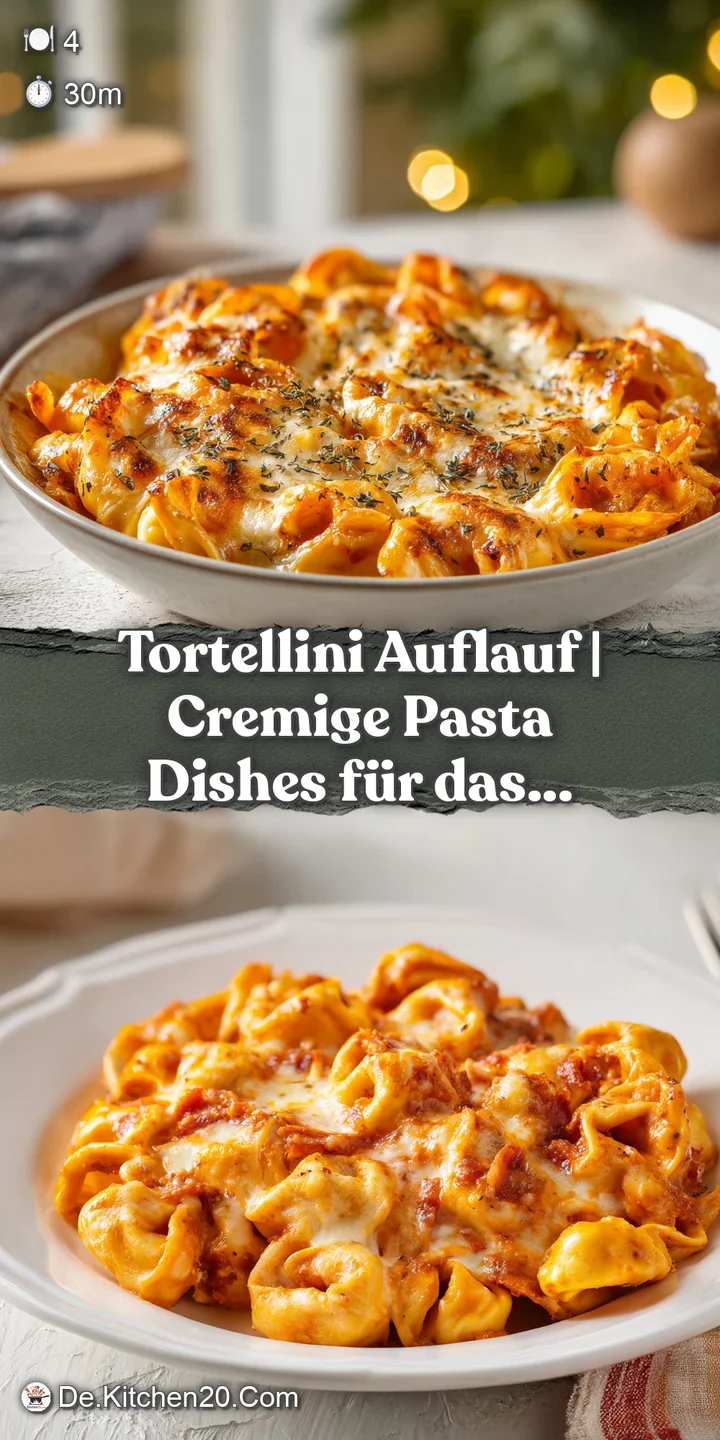 Close-up of bubbly tortellini covered in melted cheese and savory ham pieces, a comforting, warm dish.