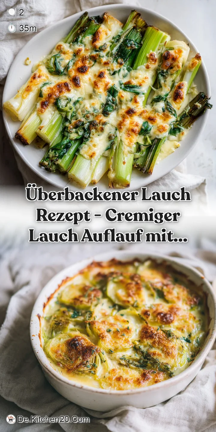 Close-up of bubbling, golden-brown cheese melting over tender leeks in a rustic dish.
