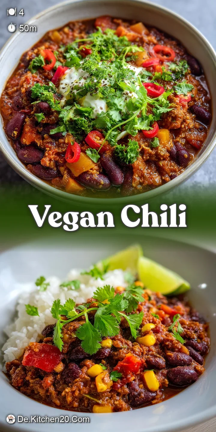 Close-up of hearty chili with soft lentils and chunks of tomato, glistening with a light sheen of oil, hinting at warmth a...