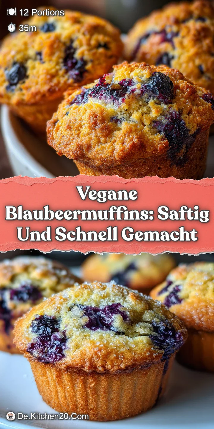 Close-up of a moist, golden-brown vegan blueberry muffin, revealing a scattering of plump, burst blueberries and a temptin...
