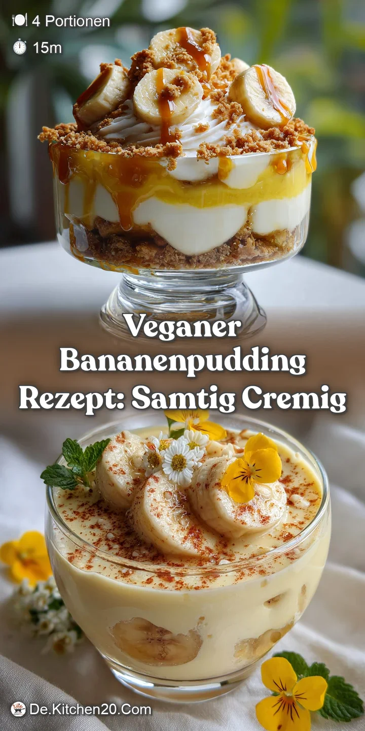 Close-up of vegan banana pudding showing soft textures and delicate banana slices. A tempting, creamy dessert.