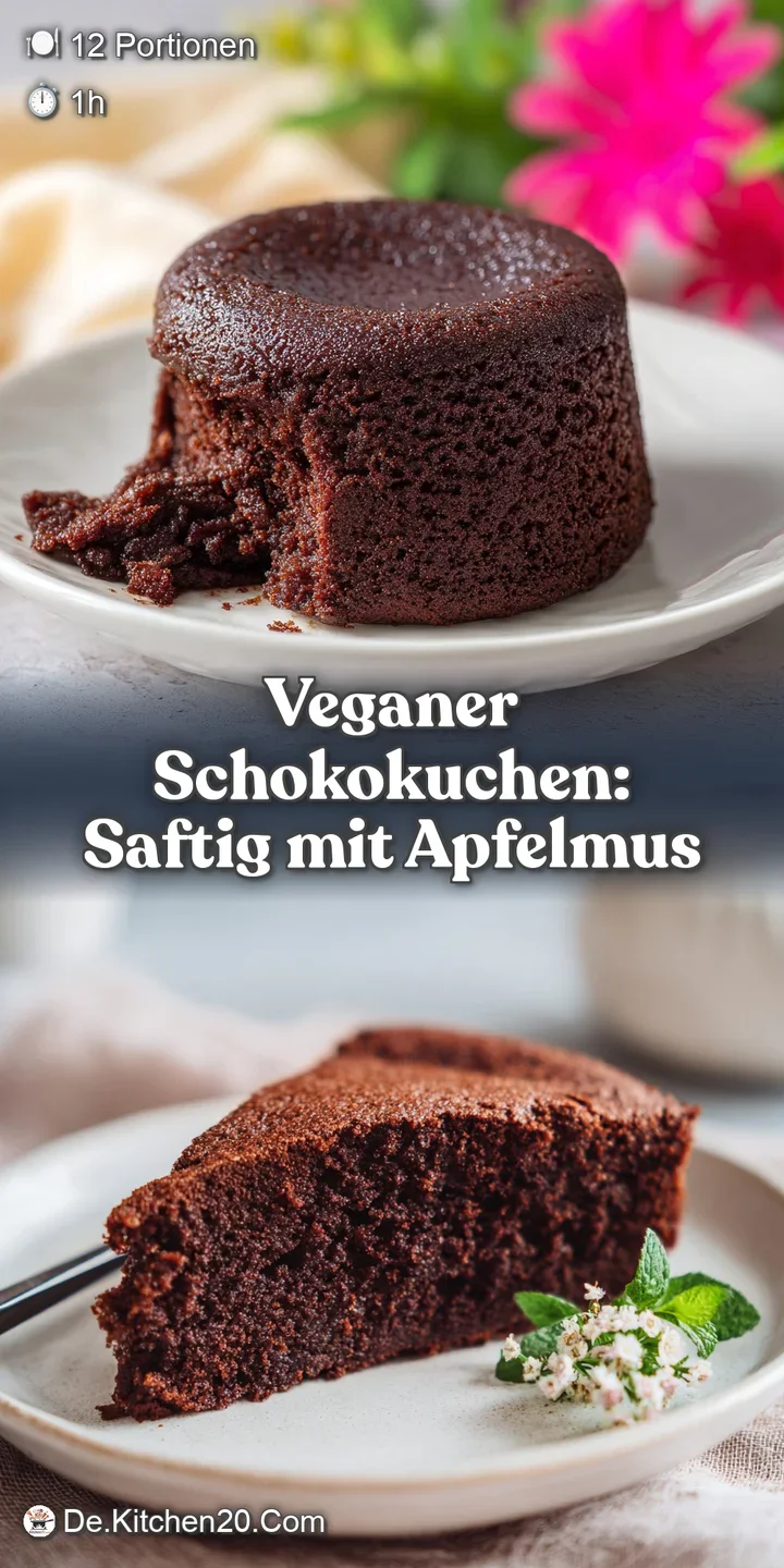 Close-up of a luscious vegan chocolate cake, highlighting its soft, slightly cracked surface and intense, dark chocolate c...