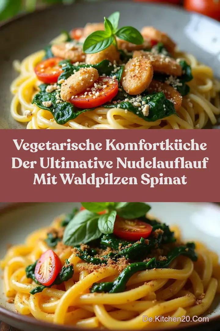 Vegetarische Komfortk&uuml;che Der Ultimative Nudelauflauf mit Waldpilzen Spinat