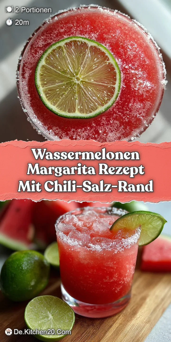 Close-up of a frosty watermelon margarita. Visible salt crystals on the rim and vibrant pink hue promise a sweet, tart, an...
