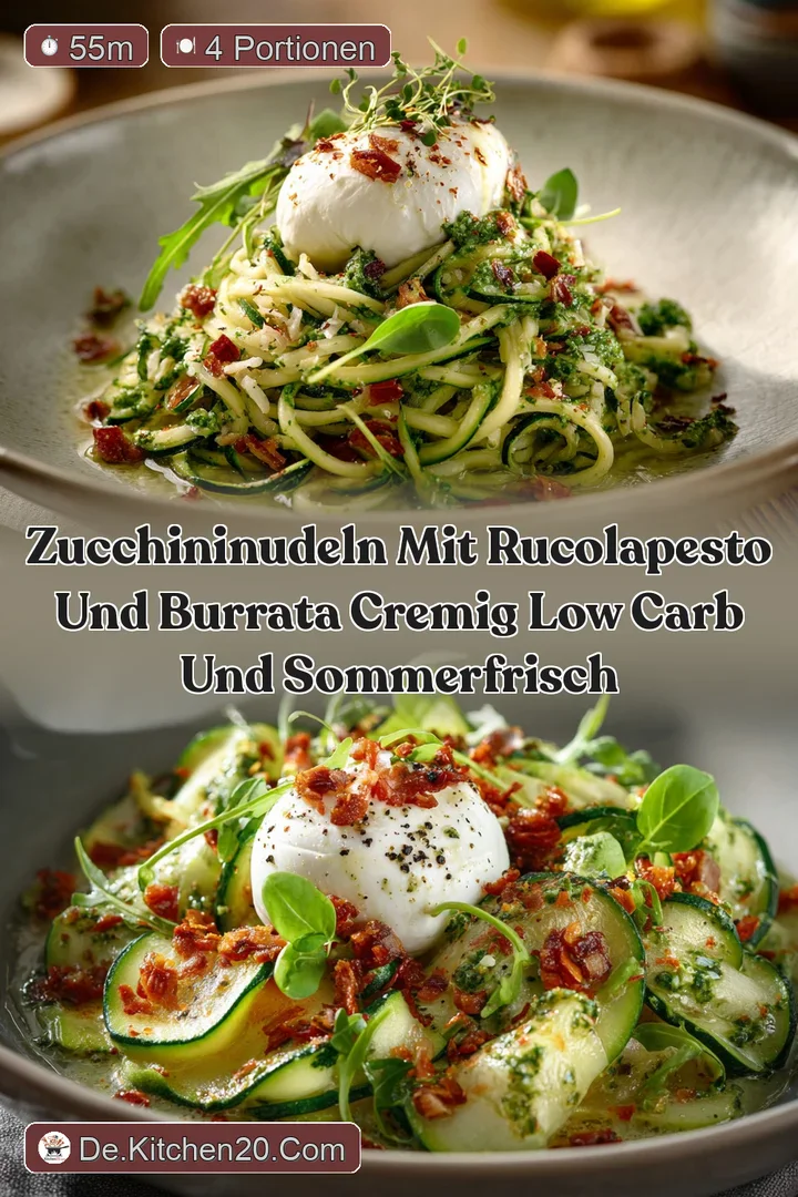 Zucchininudeln mit Rucolapesto und Burrata cremig Low Carb und sommerfrisch