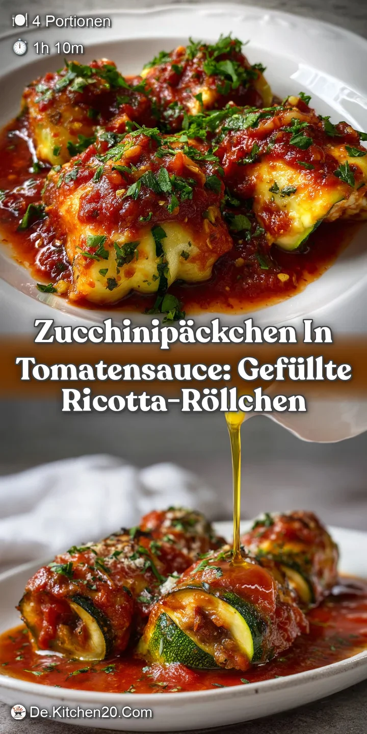 ZucchiniP&auml;ckchen in Tomatensauce: Gef&uuml;llte Ricotta-R&ouml;llchen