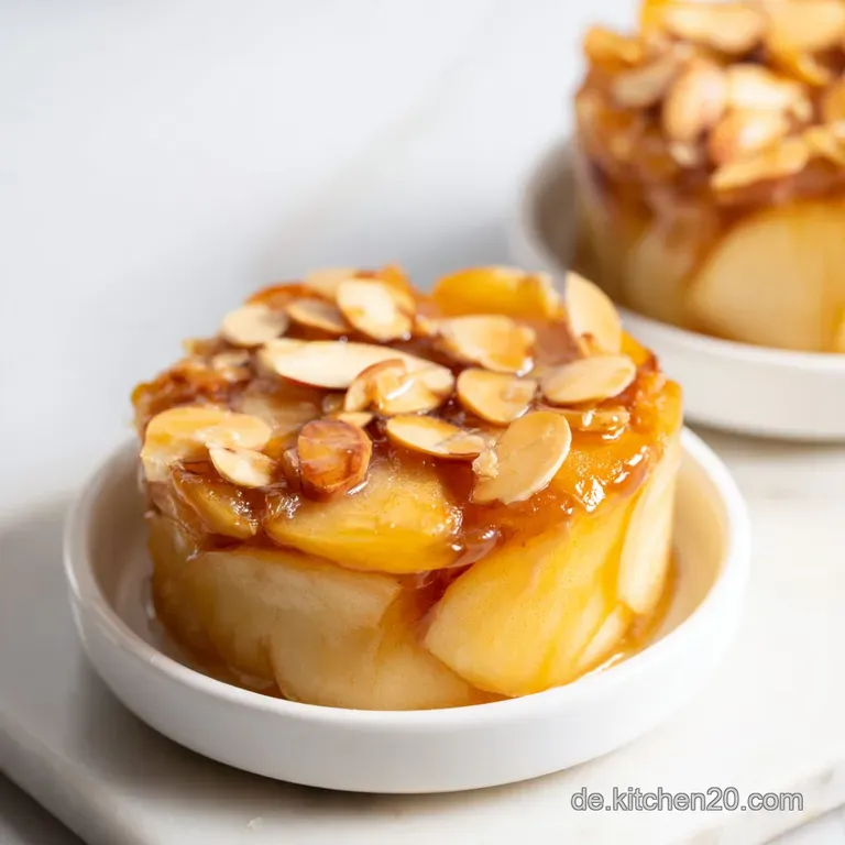 Ein pr&auml;zises Tortenst&uuml;ck auf wei&szlig;em Porzellan zeigt goldgelbe Schichten aus Biskuit, &Auml;pfeln und fluffiger Creme.