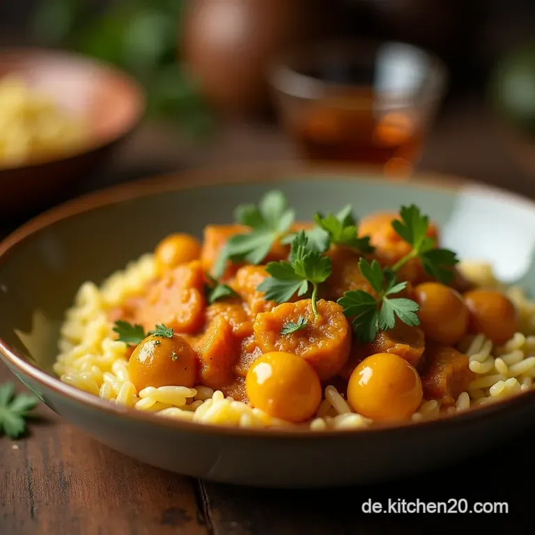 K&ouml;nigsmasala Aromatisches H&auml;hnchencurry Mit Perfekt Lockerem Basmatireis presentation