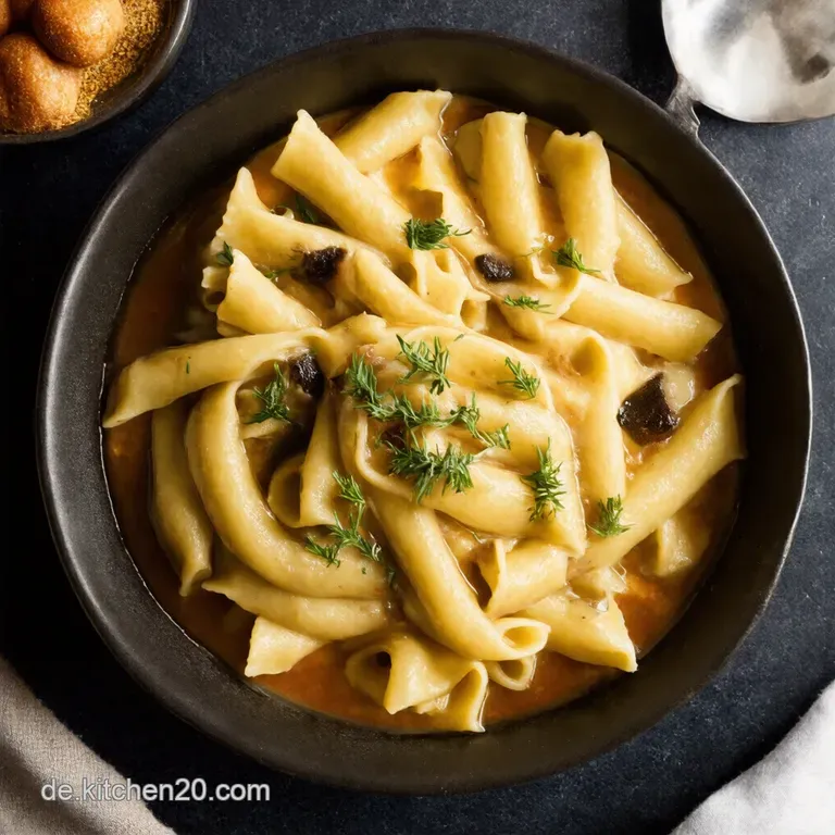 Bandnudeln in cremiger WaldpilzSauce mit knusprigem Salbei