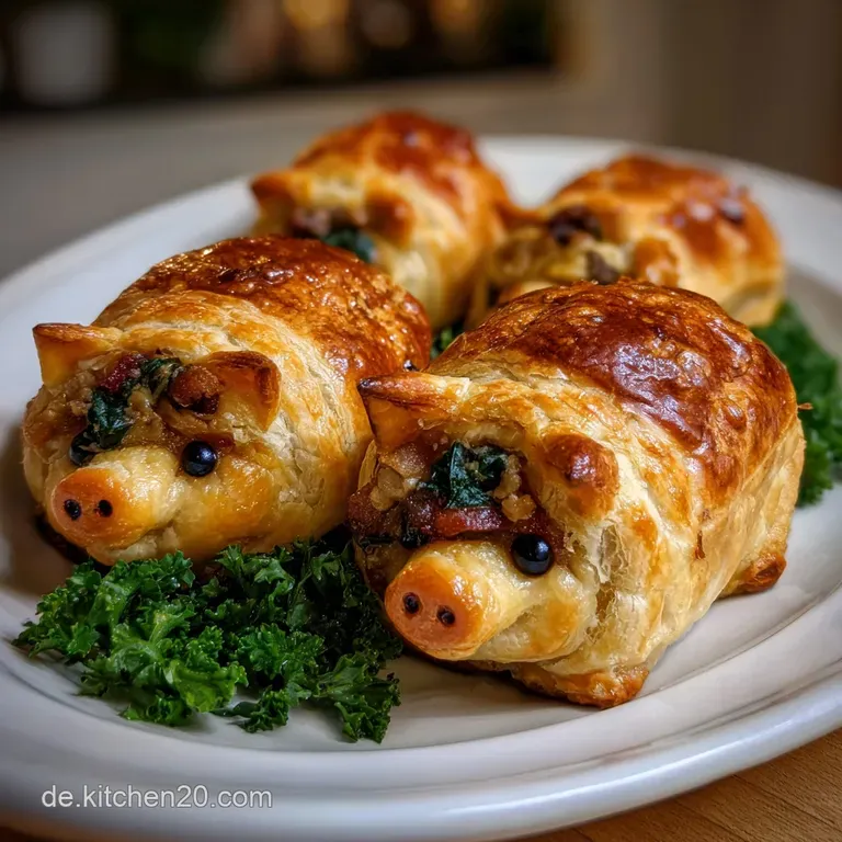 Herzhaftes Fingerfood Silvester: Bl&auml;tterteig Gl&uuml;cksschweinchen