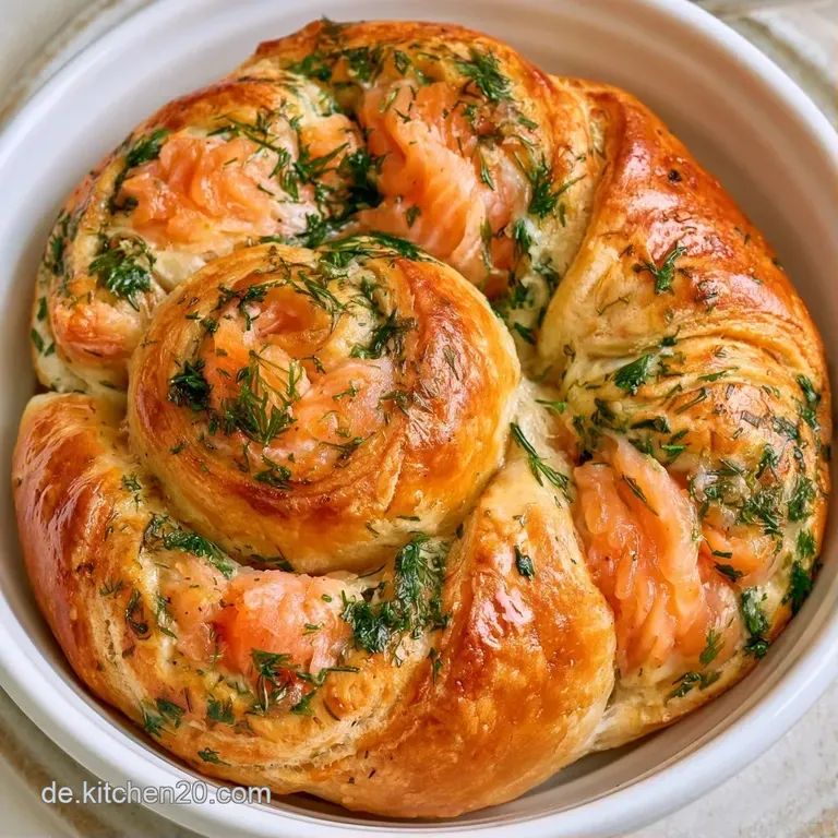 Knusprige, goldgelbe Lachsgeb&auml;cke auf einer Servierplatte, garniert mit frischem gr&uuml;nem Dill und Zitronenscheiben.