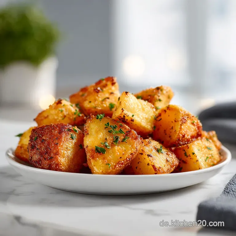 A rustic cast-iron pan overflowing with perfectly browned, slightly charred potato cubes and onions.