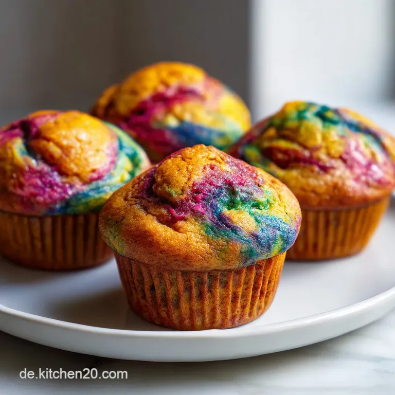 Regenbogen-Muffins f&uuml;r die Einschulung: Luftig & Bunt