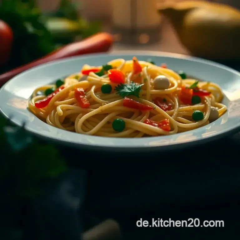 Bunte Nudeln Mit Frischem Gem&uuml;se Und Leichter So&szlig;e presentation