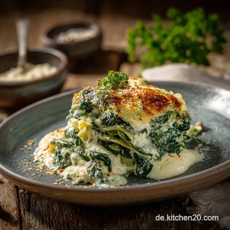 Cremige Gem&uuml;seLasagne mit Spinat Ricotta und goldbrauner B&eacute;chamel