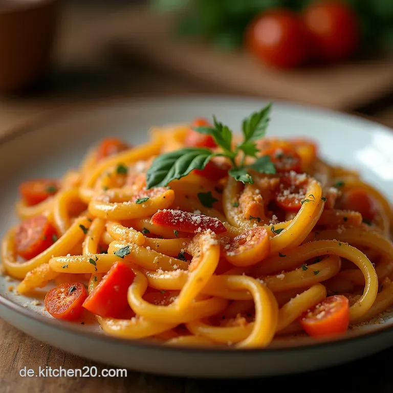 Cremige Paprikapasta Sonnenkuss Mediterraner Blitzgenuss presentation