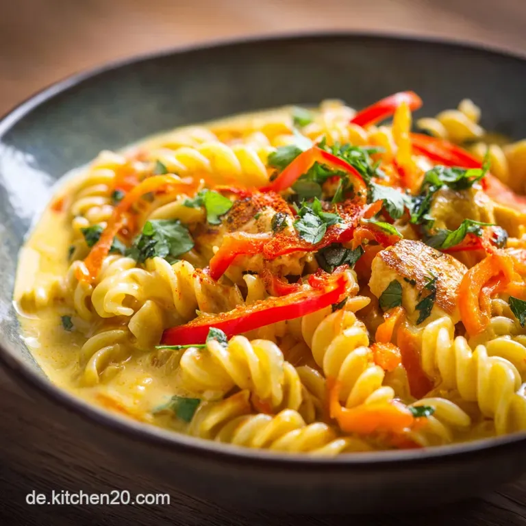 Thai Curry Pasta Cremige Fusionnudeln Mit Huhn Und Limette presentation