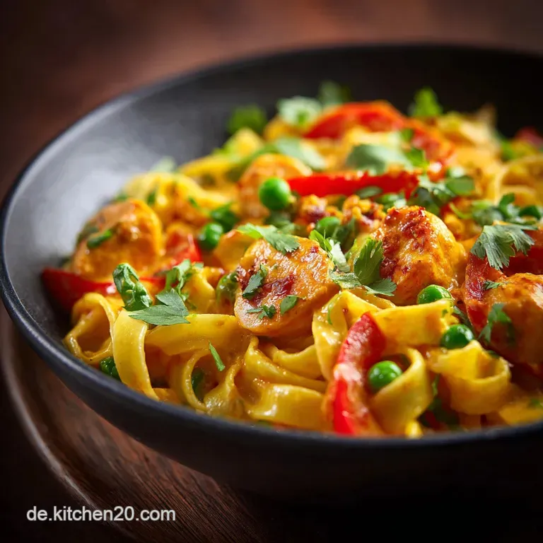 Thai Curry Pasta Cremige FusionNudeln mit Huhn und Limette