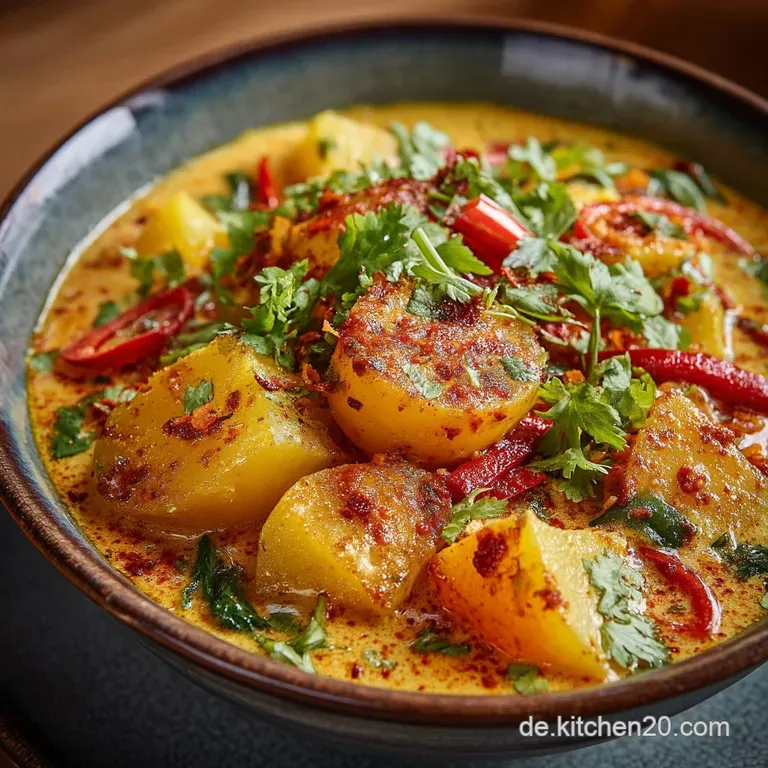 Indisches KartoffelKokosCurry Aloo Curry presentation