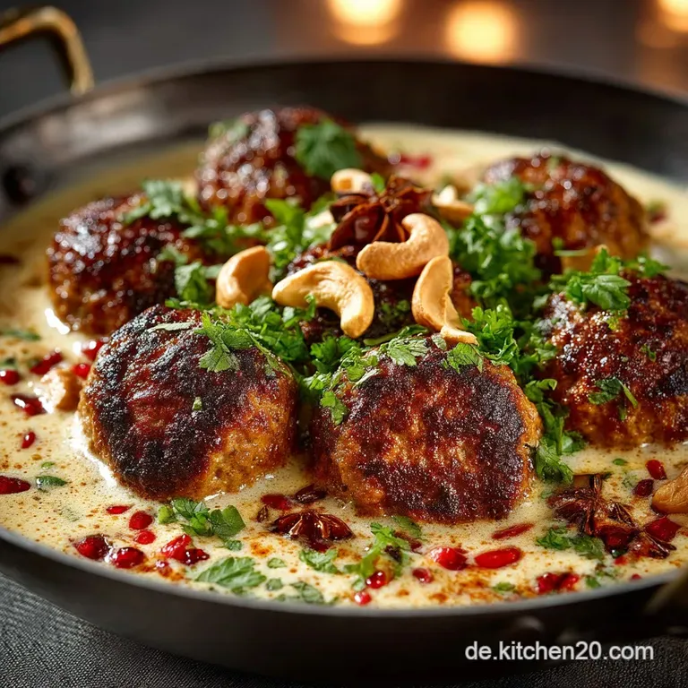 Cremiges Malai Kofta Samtige indische Käsebällchen in cremiger TomatenCashewSoße presentation