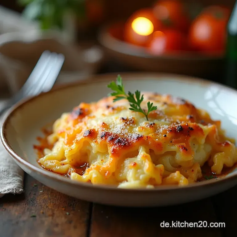 Das beste cremige RosenkohlGratin mit würziger Käsehaube presentation