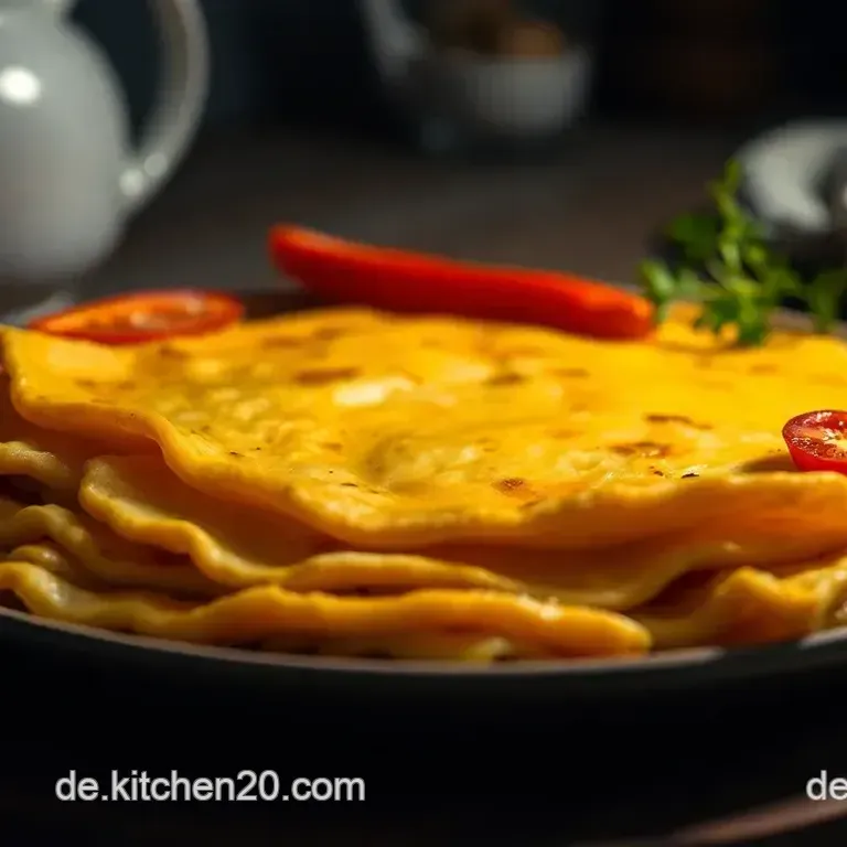 Einfaches Omelett mit frischen Kr&auml;utern und Gem&uuml;se