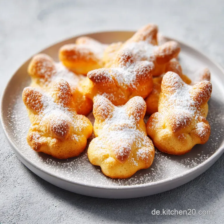 Cremewei&szlig;e, hasenf&ouml;rmige Leckereien auf einer grauen Keramikplatte, garniert mit frischen Beeren und Minzbl&auml;ttern.