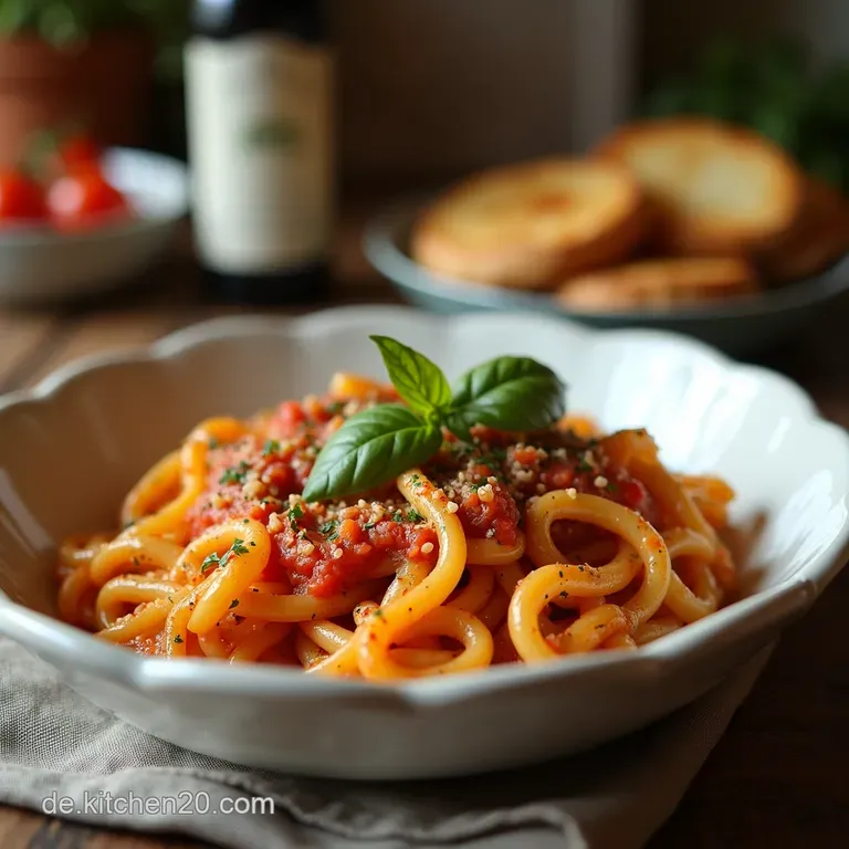 Frische Bruschettah&auml;hnchenpasta Mit Leichtem Balsamicokick presentation