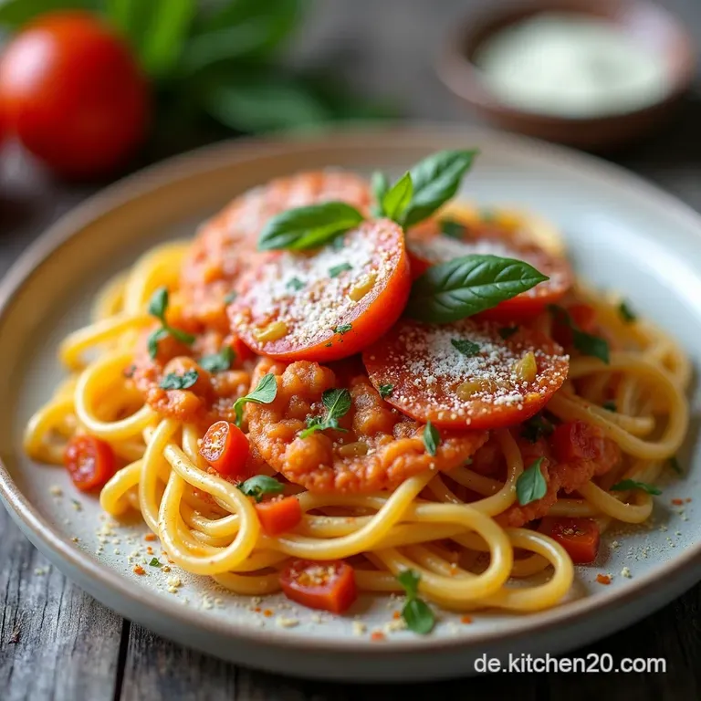 Frische BruschettaH&auml;hnchenPasta mit leichtem BalsamicoKick