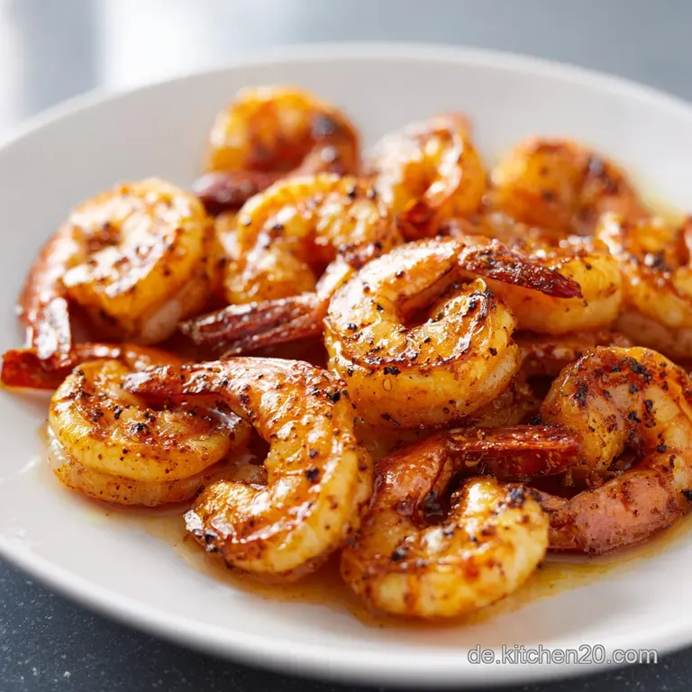 A single serving of garlic butter shrimp, nestled amongst greens, showcasing the rich, golden sauce and vibrant herbs.