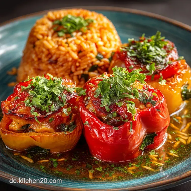 Die Rheinische PaprikaPracht Saftige Gefüllte Paprikaschoten mit herzhaftem Rotem Reis presentation