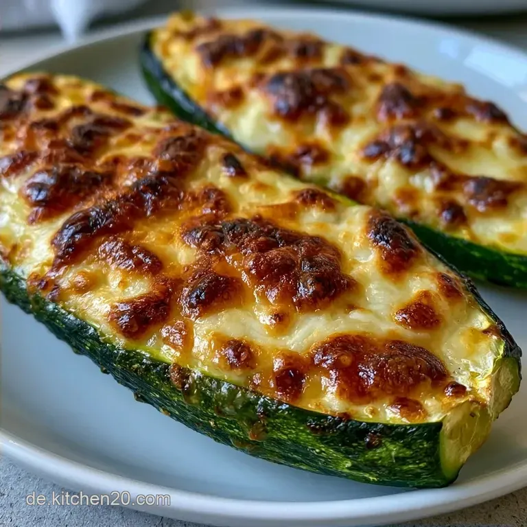 Gef&uuml;llte Zucchini vom Grill mit Feta und Frischk&auml;se