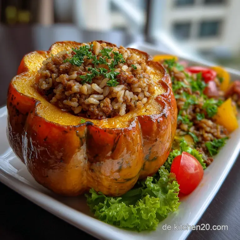 Herzhaftes Gef&uuml;llter K&uuml;rbis Hackfleisch Reis K&uuml;rbis Gef&uuml;llt M